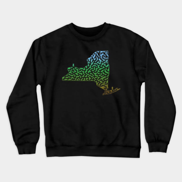 New York State Outline Maze & Labyrinth Crewneck Sweatshirt by gorff